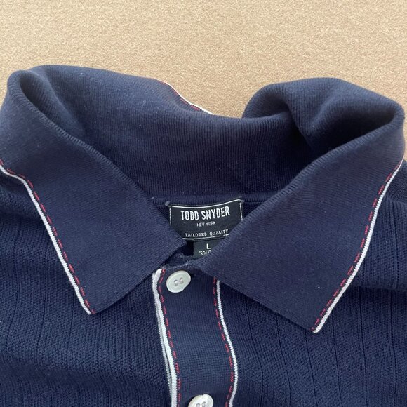 2 Pack of TODD SNYDER shirts SIZE LARGE Navy Blue & White - Picture 4 of 4